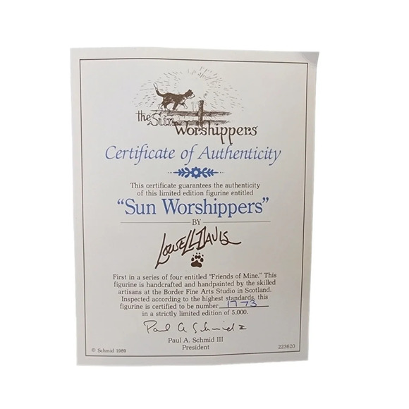 1989 Lowell Davis BFA Schmid Figurine Sun Worshippers Cats on Porch 1773/5000 - Picture 8 of 16